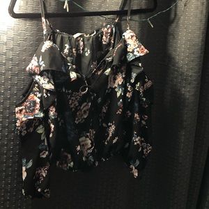 Black floral blouse, worn once